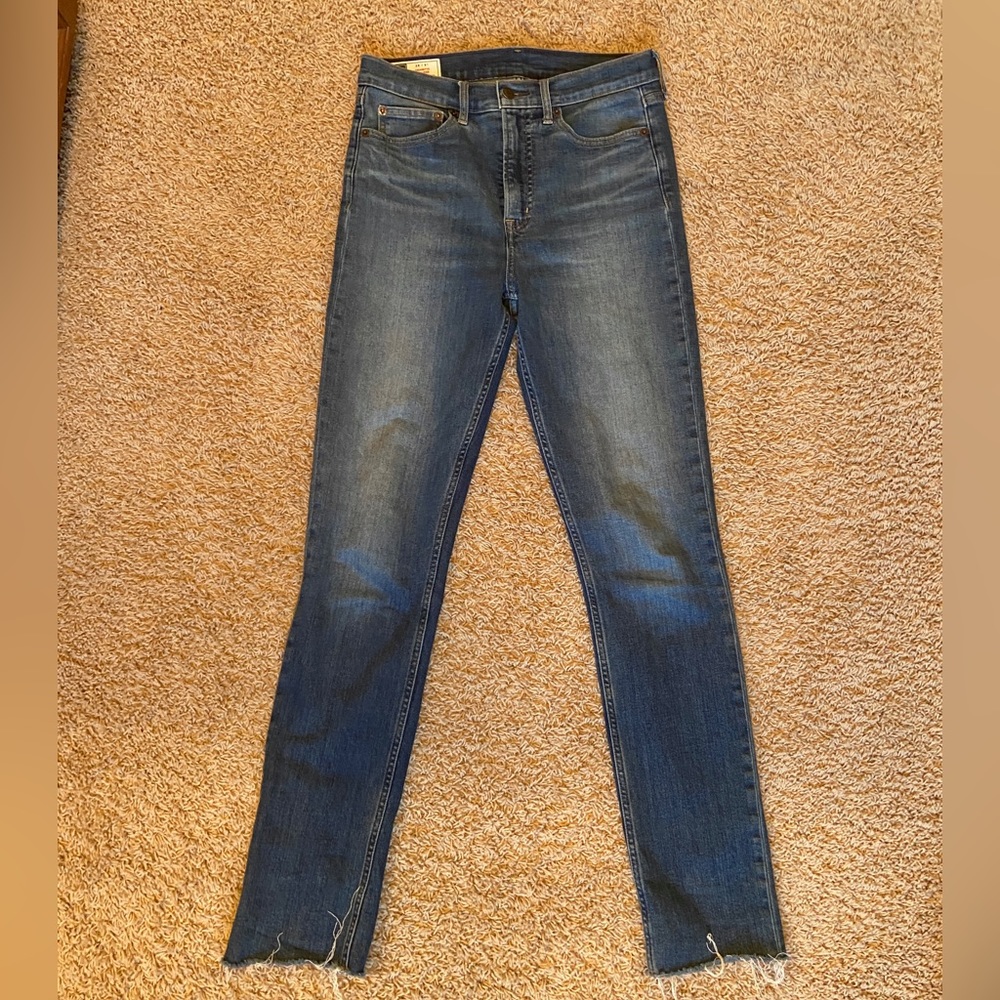 Cigarette Jean with raw hem.